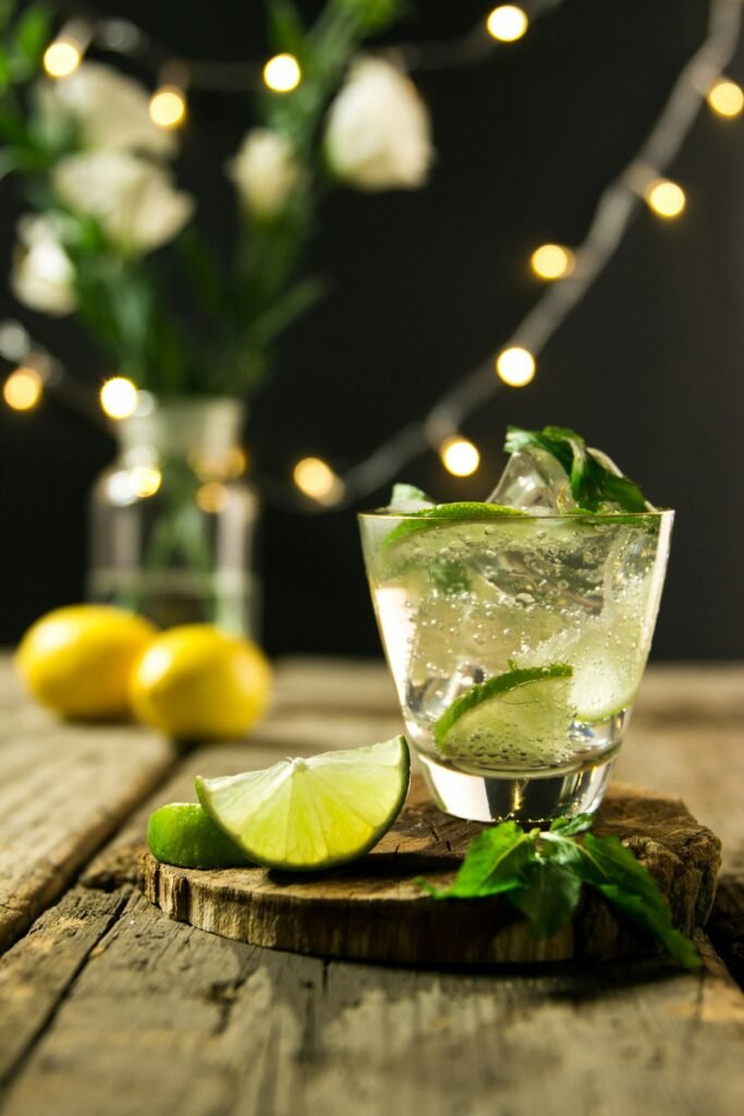 Cranberry sparkler mocktail in a glass