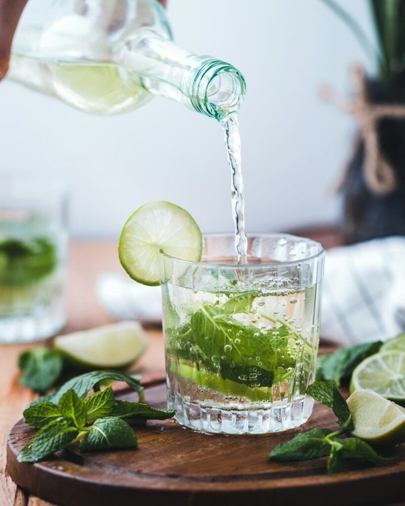 Virgin mojito with mint and lime